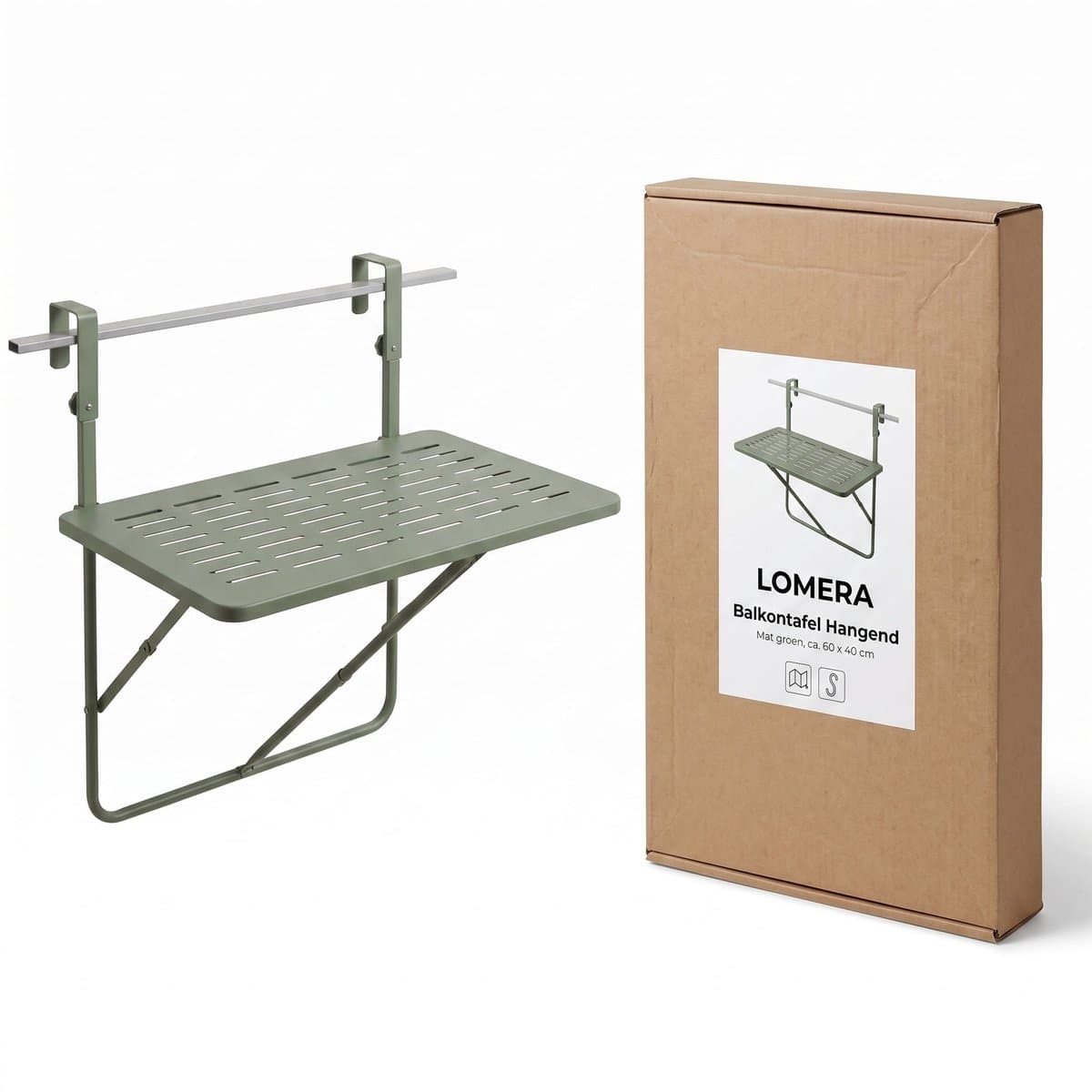 Lomera Balkontafel Hangend - Inklapbare Hangtafel voor Balkon - Klaptafel in Hoogte Verstelbaar - Opklapbare Balkonbar - Balkon Tafel voor Reling - Wandtafel - Bijzettafel Buiten - Vouwtafel Ophangbaar voor Balkonrek - Mat Groen thumbnail 7