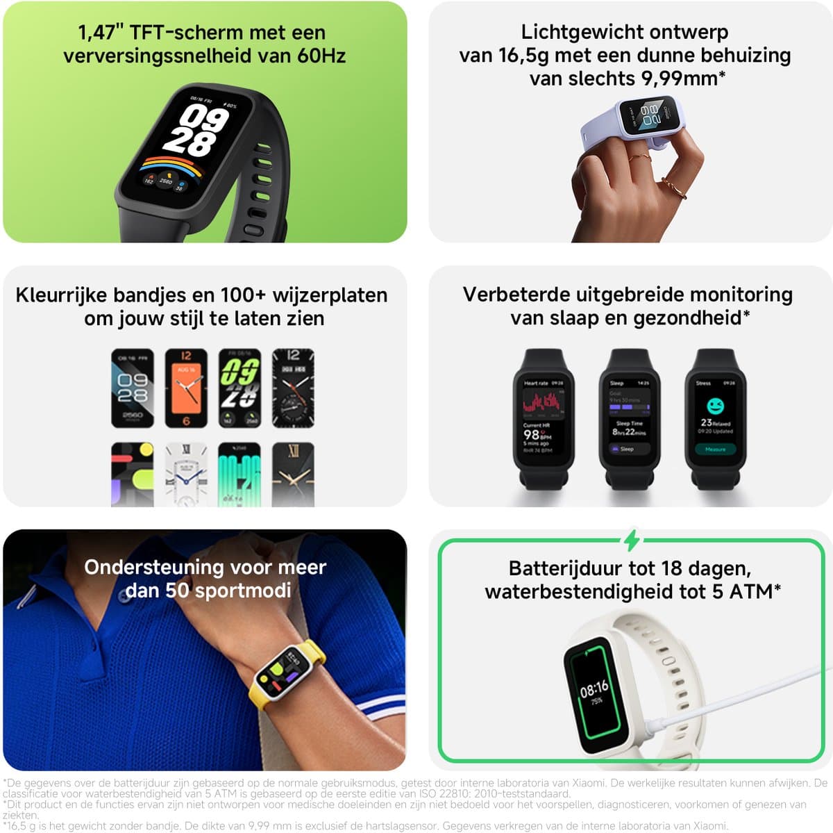 Xiaomi Smart Band 9 Active - Activity tracker - Zwart thumbnail 8