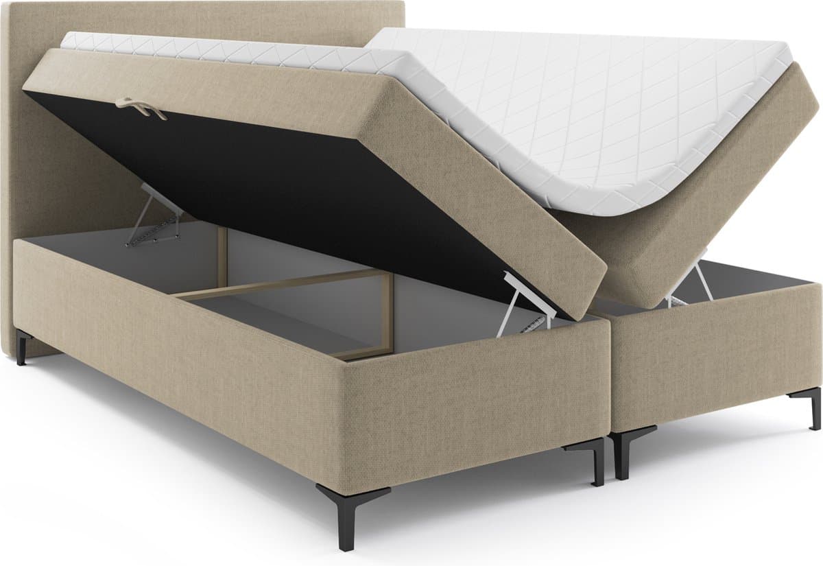 Meuba Home - Atlanta Boxspring - Beige - 180x200 - Stof - Met topper 8cm thumbnail 2