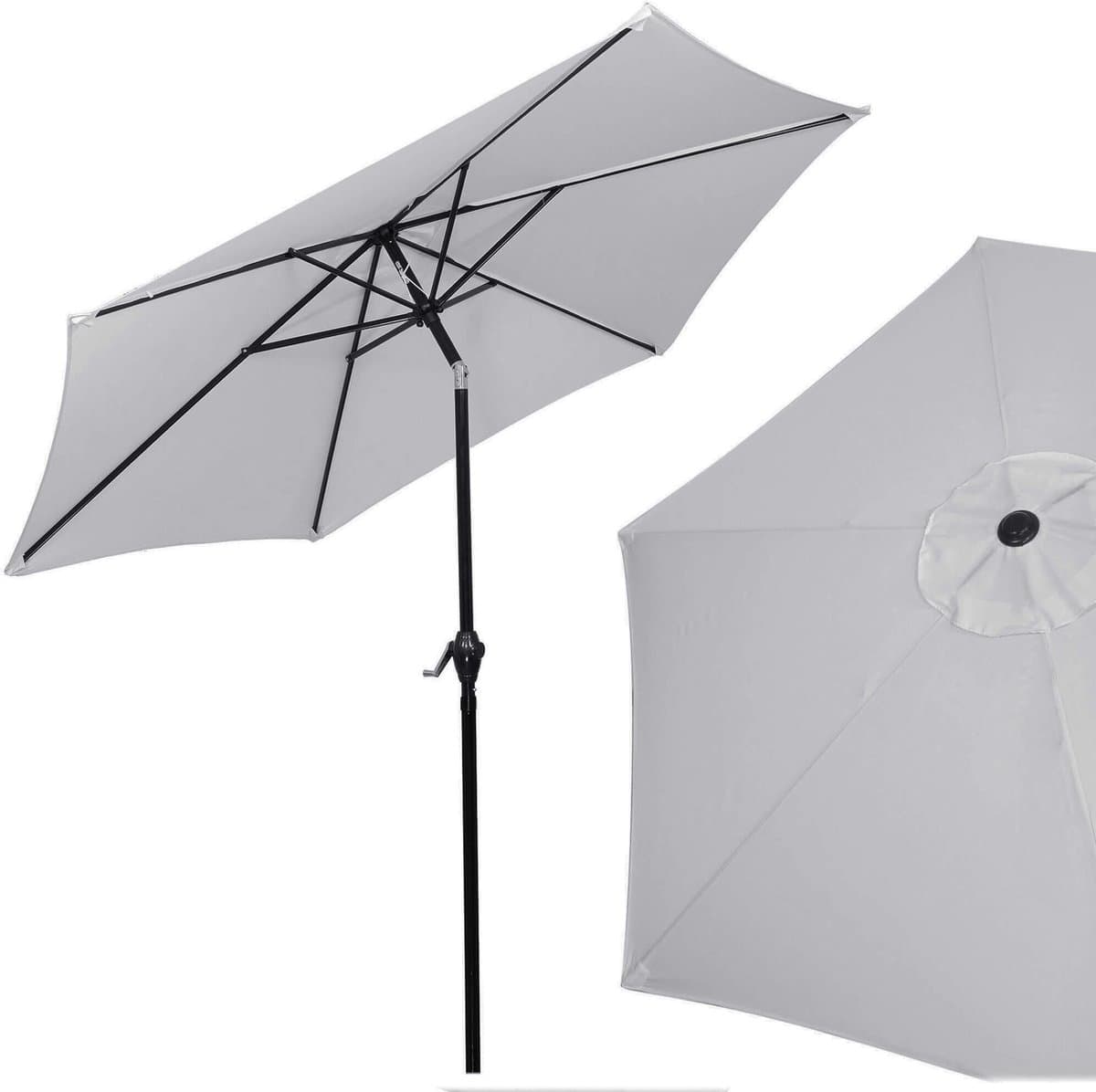 Springos Parasol | Parasols | Kantelbaar | Met ventilatie | Zilver | Ø 250 cm thumbnail 8