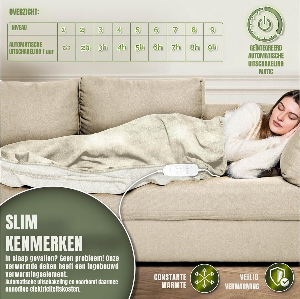 RWB® Elektrische Deken XXL - Elektrische Deken Extra Groot - Elektrische Deken - thumbnail 2