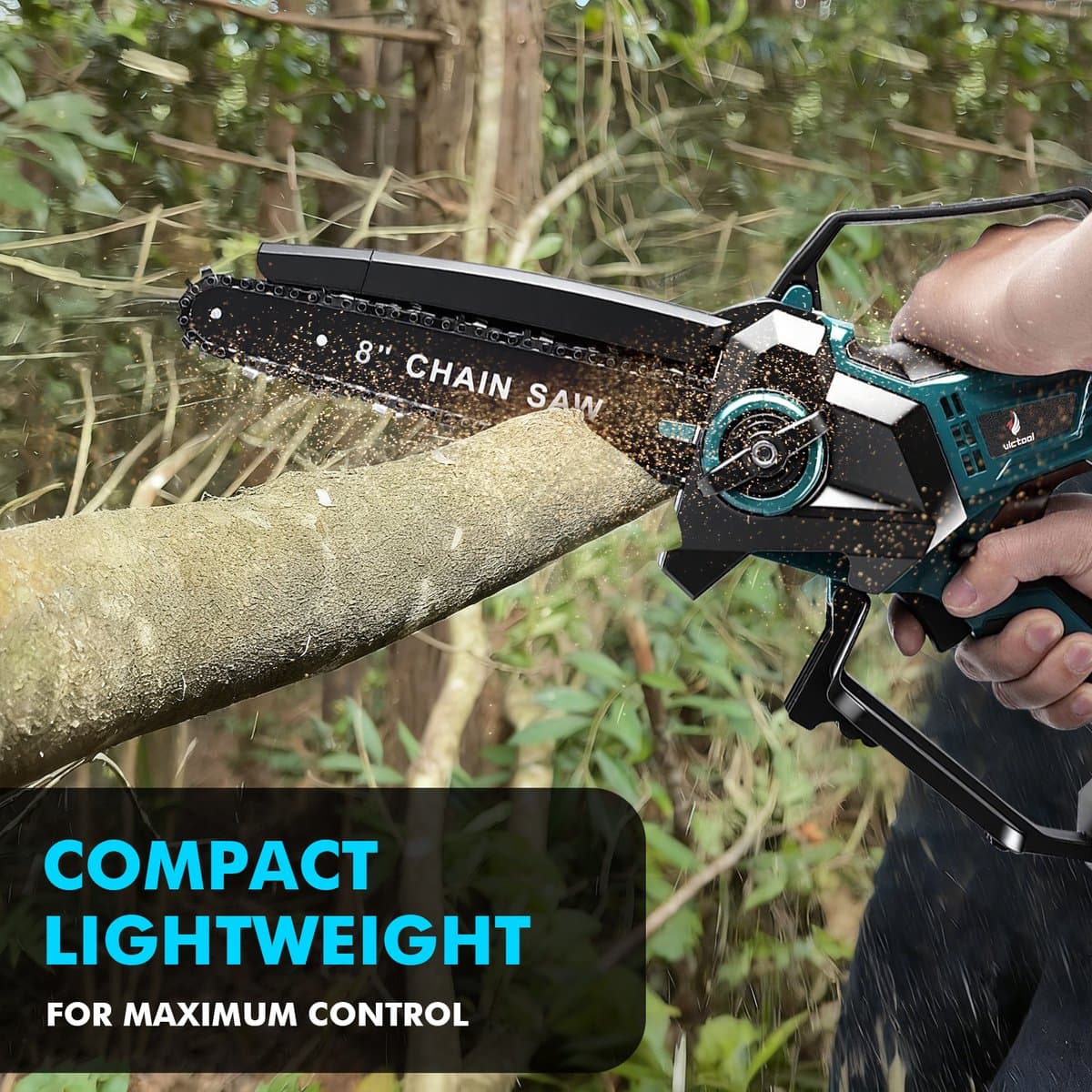 Mini Kettingzaag - 8 inch Kettingzaag voor Makita 18V accu - Batterij niet inbegrepen - Snoeizaag - Takkenzaag - Handzaag - automatische olieer - Automatische Kettingsmering - Brushless - Inclusief Opbergkoffer thumbnail 3