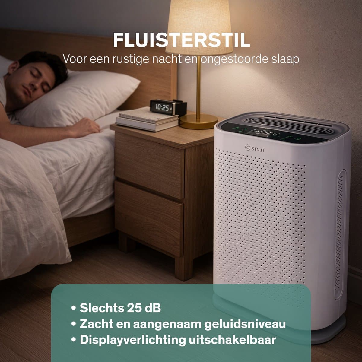 Sinji Luchtreiniger / Air Purifier – HEPA H13 + Koolstoffilter – 220 m³/u, voor ruimtes tot ca. 55 m² – Ionisatie – Afstandsbediening – Timer & Display – Helpt bij stof, pollen & huisstofmijt thumbnail 8