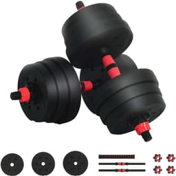 Productfoto van vidaXL - 2-in-1 - Dumbbell - Barbell - Set - 20 - kg - Zwart - en - Rood