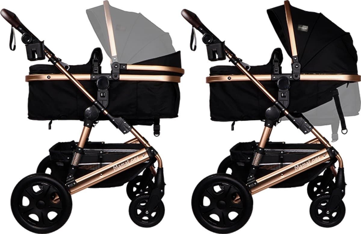 MamaLoes Marly 3 in 1 Kinderwagen - Zwart/Antraciet - Combi Kinderwagen incl. Autostoel thumbnail 2