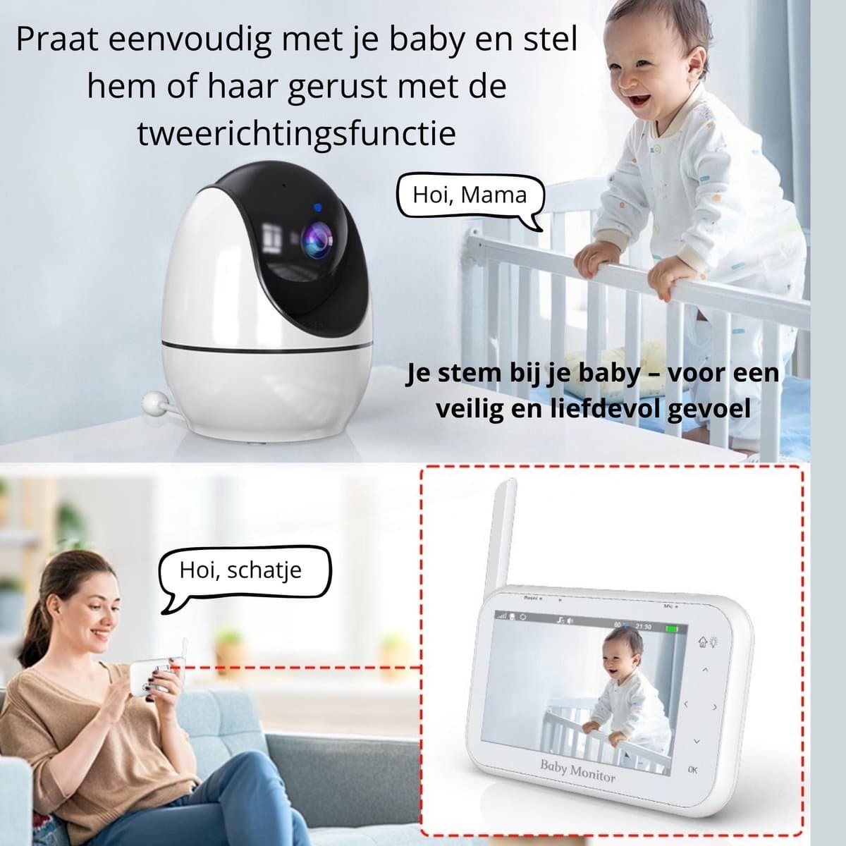 BABIVA Premium babyfoon met 4,3-inch scherm thumbnail 7