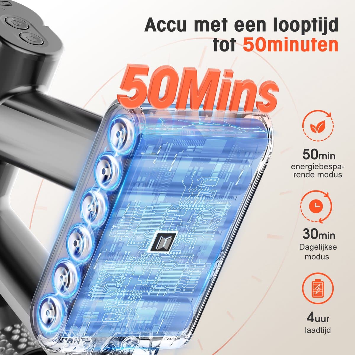 Elekiatech Steelstofzuiger 35000Pa – 50 min draadloos thumbnail 4