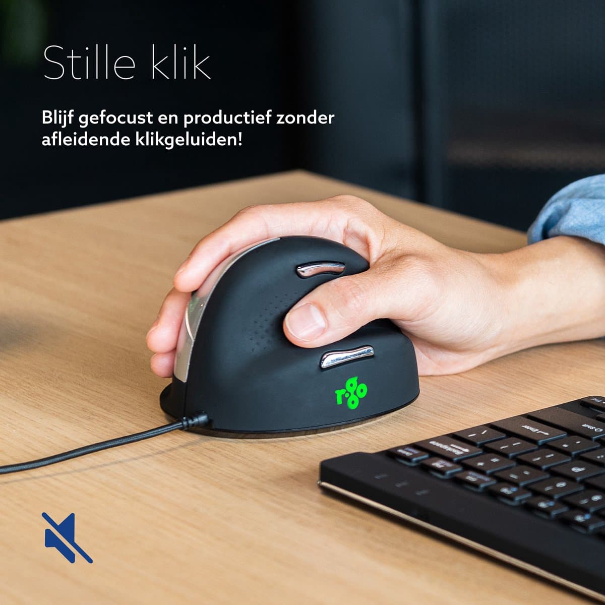 R-Go HE - Ergonomische Muis voor grote handen - Break software - USB - Verticaal - Zwart thumbnail 8