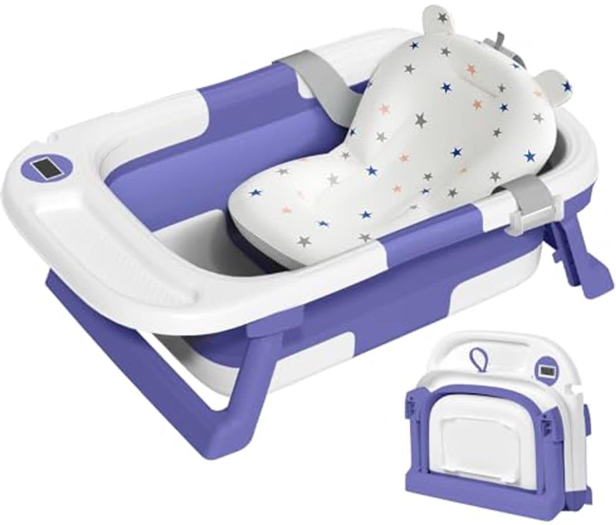 Opvouwbare babybadkuip voor pasgeborenen tot peuters met kussen en thermometer