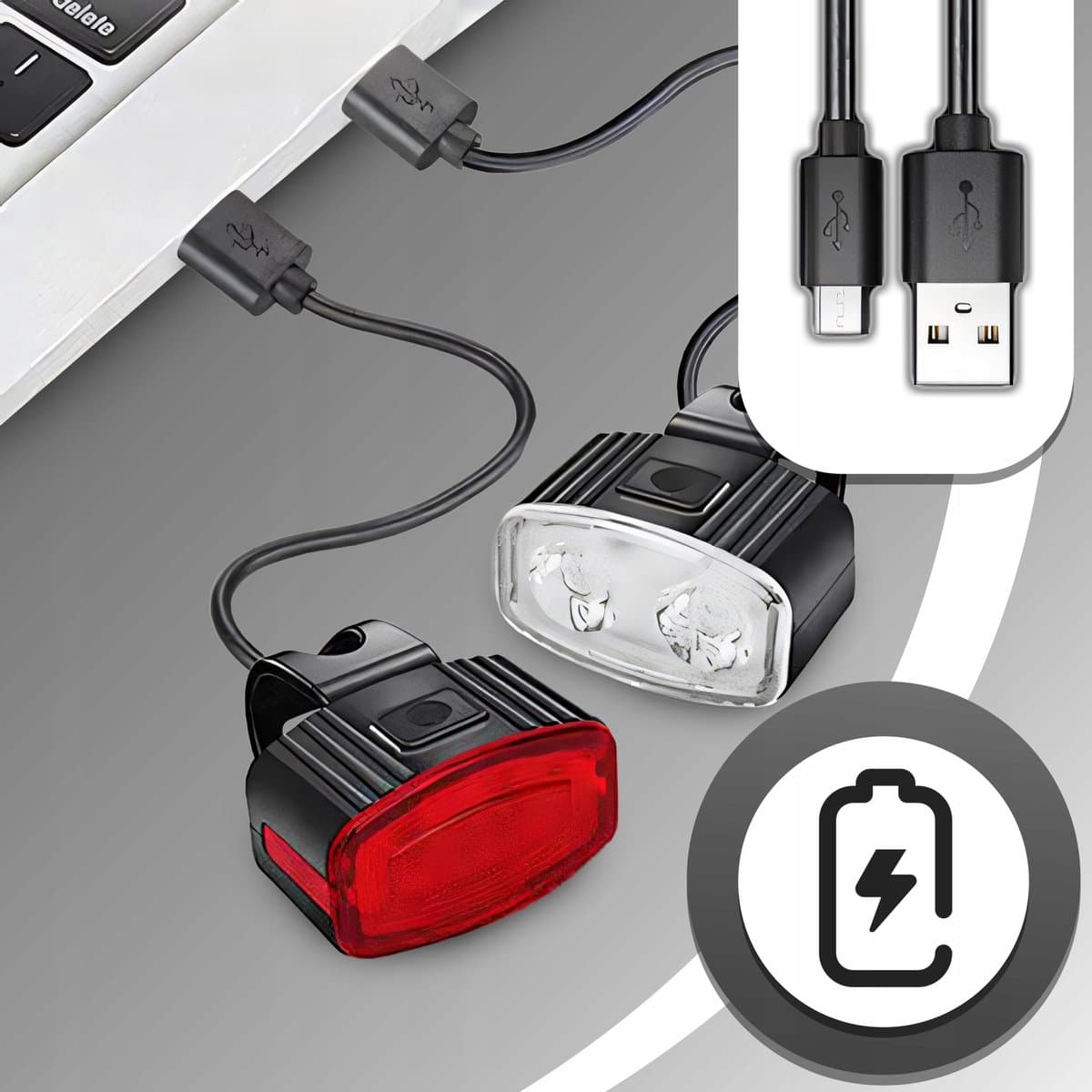 Fietsverlichting LED Voor & Achter Oplaadbaar USB - Set thumbnail 2