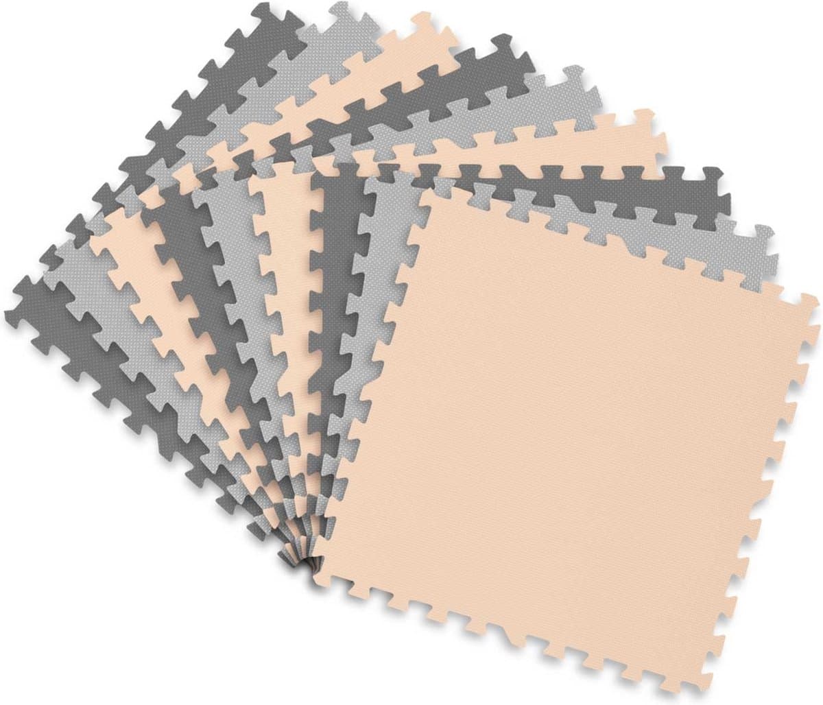 Speelmat Puzzelmat Baby - 180x180 cm - Grijs & Perzik - Foam Mat thumbnail 7