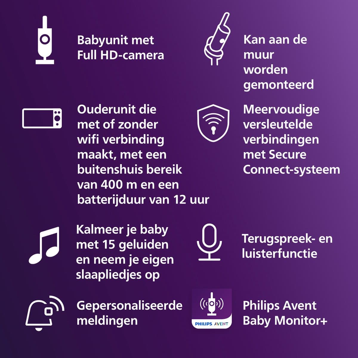 Philips Avent SCD951 Beeldbabyfoon met Full HD en App thumbnail 4
