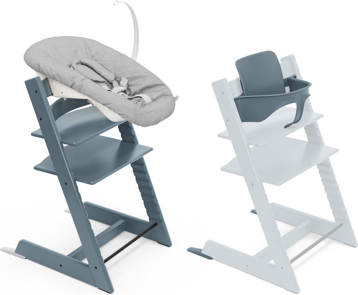 Stokke Tripp Trapp-kinderstoel, fjordblauw (inclusief stoel en babyset2) met newbornset - veilig, verstelbaar, ergonomisch ontwerp - afbeelding 1