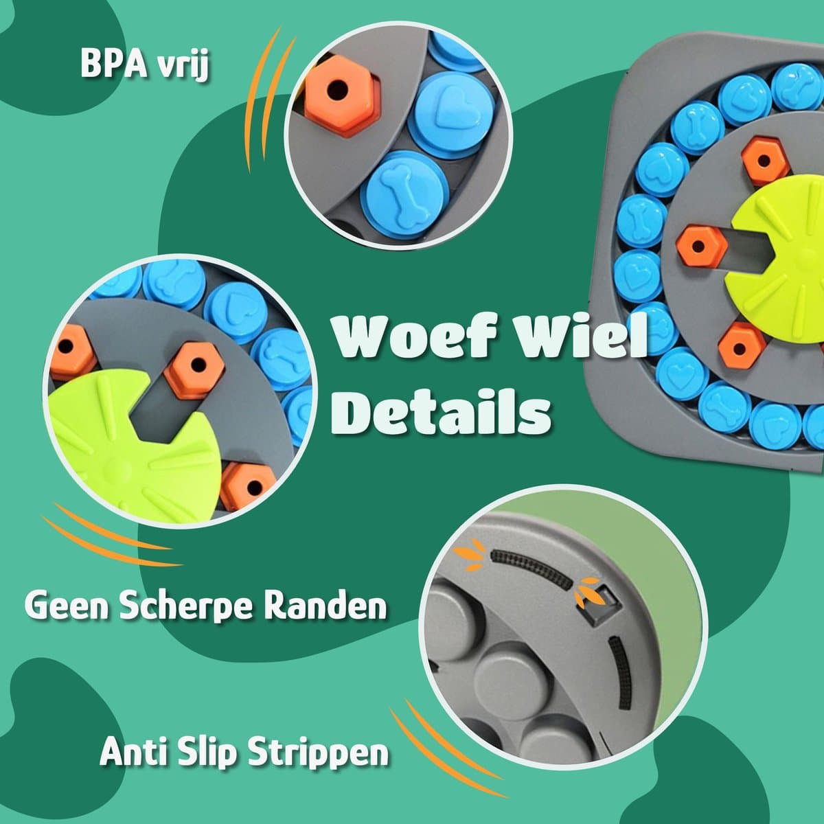 Mister Mill Puzzel Hond - Intelligentiespeelgoed Hond / Kat - Interactieve Hondenpuzzel - Denkspel Hond - Level 3 - Wiel van Woef - Interactieve Hond - Interactief Kattenspeelgoed - 35 x 35 CM thumbnail 3