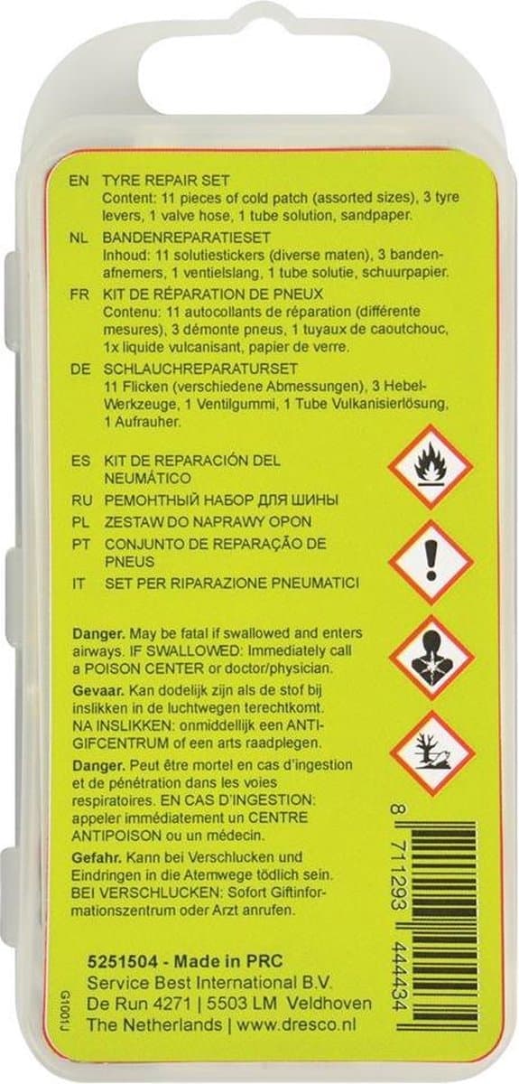 Dresco Fietsbandenreparatieset - Reparatieset Fiets - 17-delig - Wit thumbnail 5