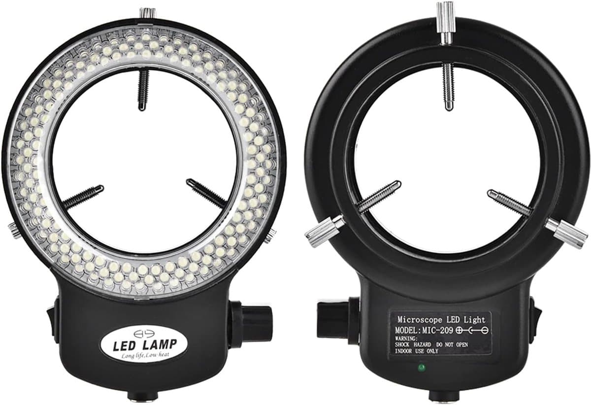 Thijox - Led-camera-lichtring met 144 LED-kralen, instelbare helderheid tot 18.000 lux, zwarte ringlamp voor microscopen en camera's, ideale verlichti thumbnail 6