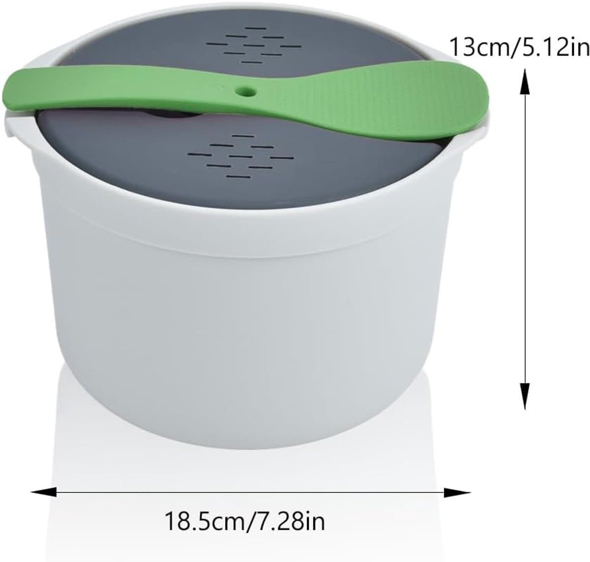 SnelShoppen - Microwave Rice Cooker 2L - Rijststomer, Magnetron Rijstkoker, Stoomkoker voor Groenten, Duurzaam en Geurloos PP Materiaal voor Perfect G thumbnail 2