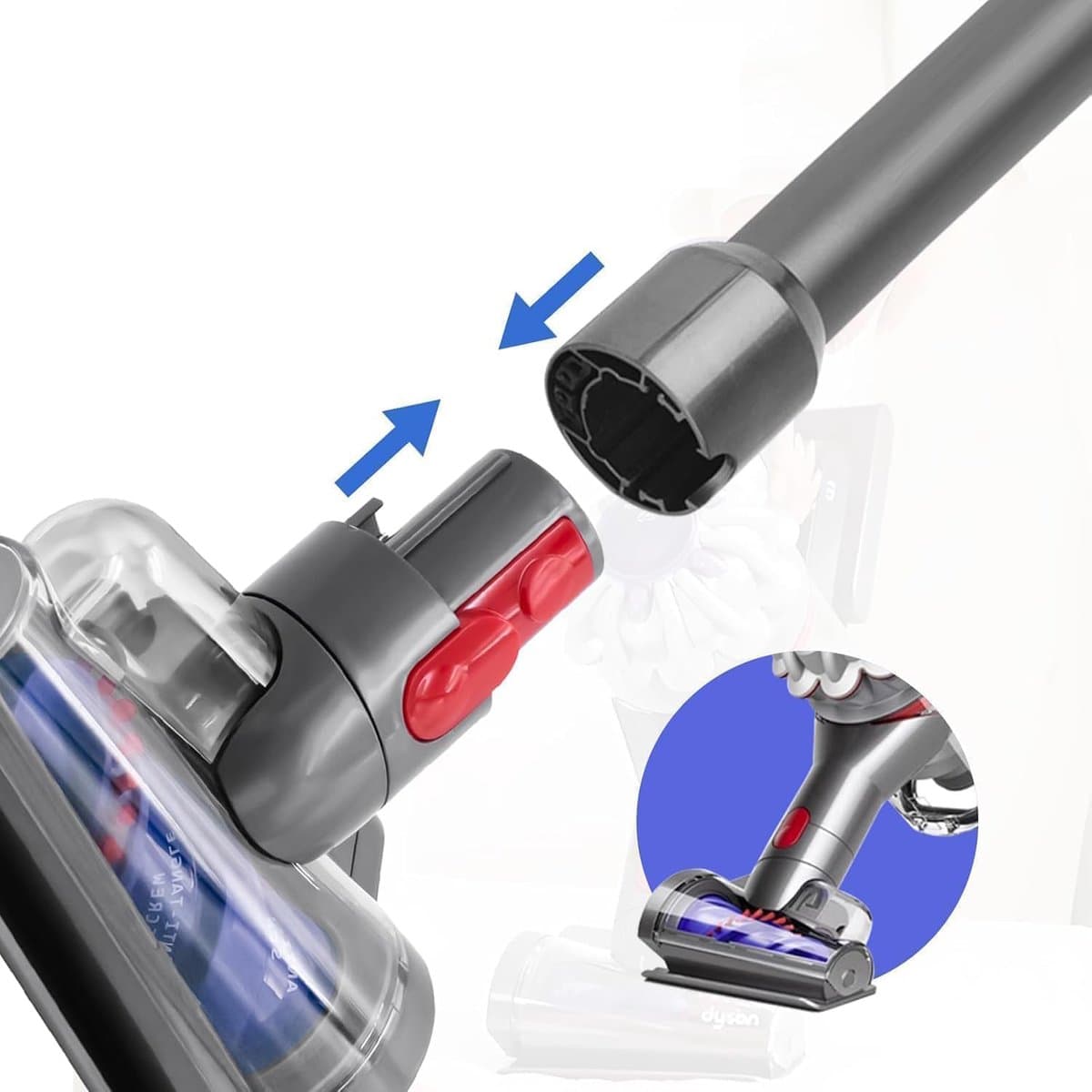 Stofzuigerborstelkop Met Anti-Klitfunctie En Taps Toelopende Borstelrol Voor Dyson V15 V11 V10 V8 V7 - Dieptereiniging Zelfreinigend Compact - Donkergrijs thumbnail 5