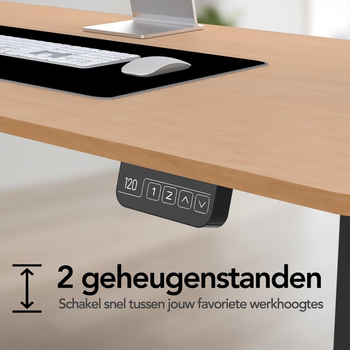 Infinity Goods Zit Sta Bureau - Elektrisch Verstelbaar In Hoogte - 120 x 60 CM - Geheugenfunctie - Bruin thumbnail 6