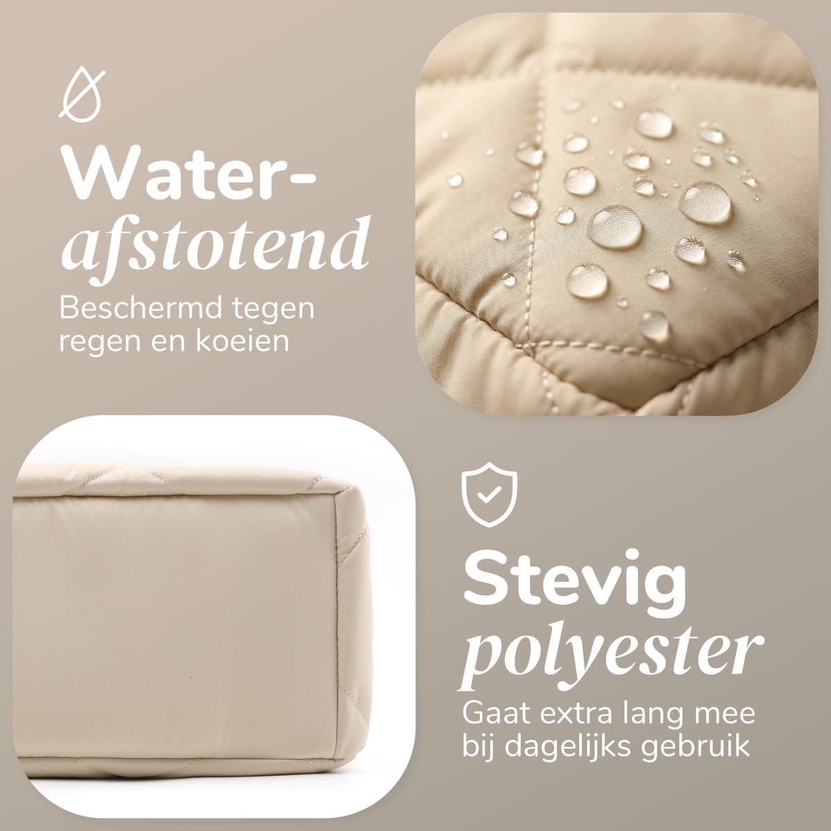 Mommsy Luiertas – Verzorgingstas – Thermo Vak – Gewatteerde Puffer Stof – Extra Ruim – Waterafstotend – Organizer – Lichtgewicht – Beige thumbnail 4