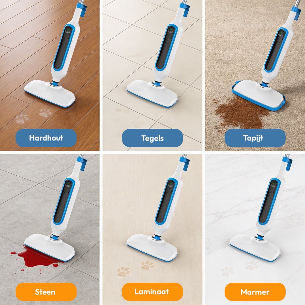 BOLLIT Hoge Druk Stoomreiniger 1300W – 15 in 1 Handstomer & Stoommop – LED Display – Vloerreiniger – Voor Vloeren, Bank, Badkamer, Ramen & Tapijt Reinigen thumbnail 8