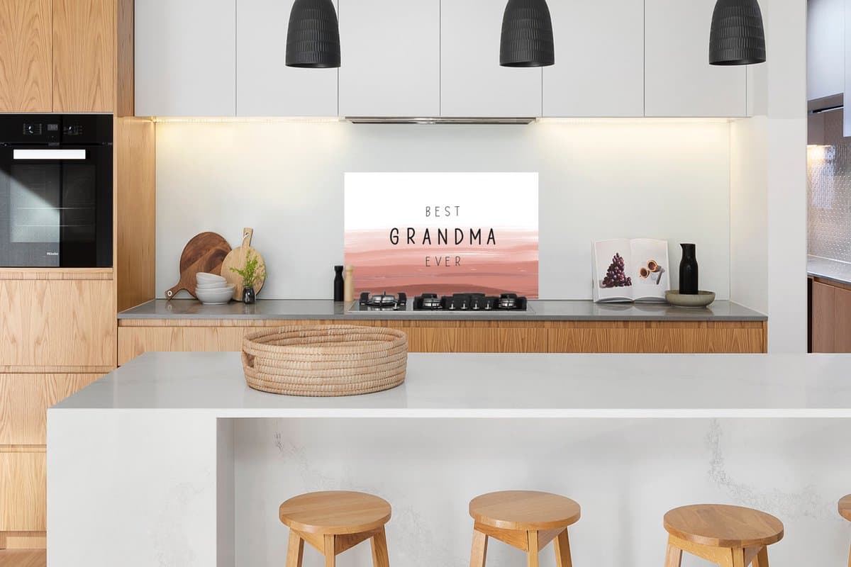 KitchenYeah Spatscherm 100x65 cm - Best Grandma Ever aluminium thumbnail 4