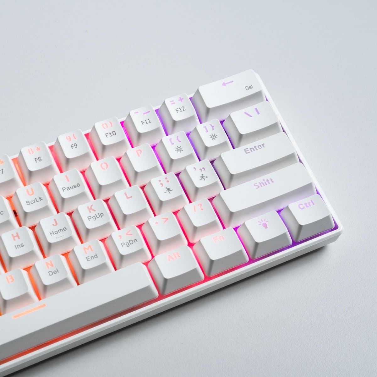 Furycube A61K - Mechanisch Gaming Toetsenbord - 61 Toetsen - Regenboogverlichting - Bedraad - Wit thumbnail 4