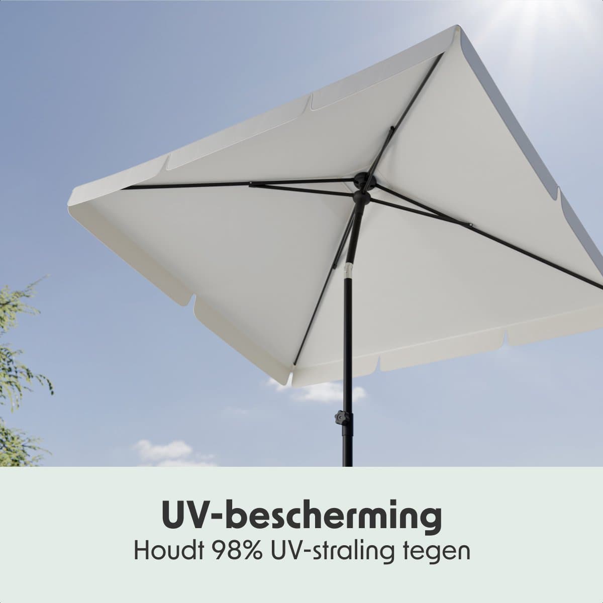 LifeGoods Parasol - Tuin - Balkonparasol - 200x125cm - 30° Kantelbaar - Waterdicht - UPF50+ - Crème thumbnail 5