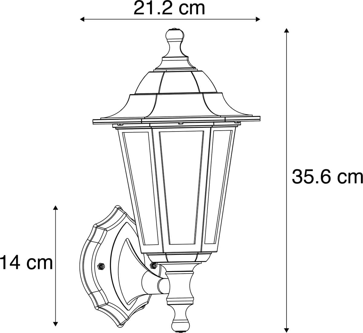QAZQA new haven - Klassieke Wandlamp voor buiten - 1 lichts - D 212 mm - Zwart - Buitenverlichting thumbnail 6
