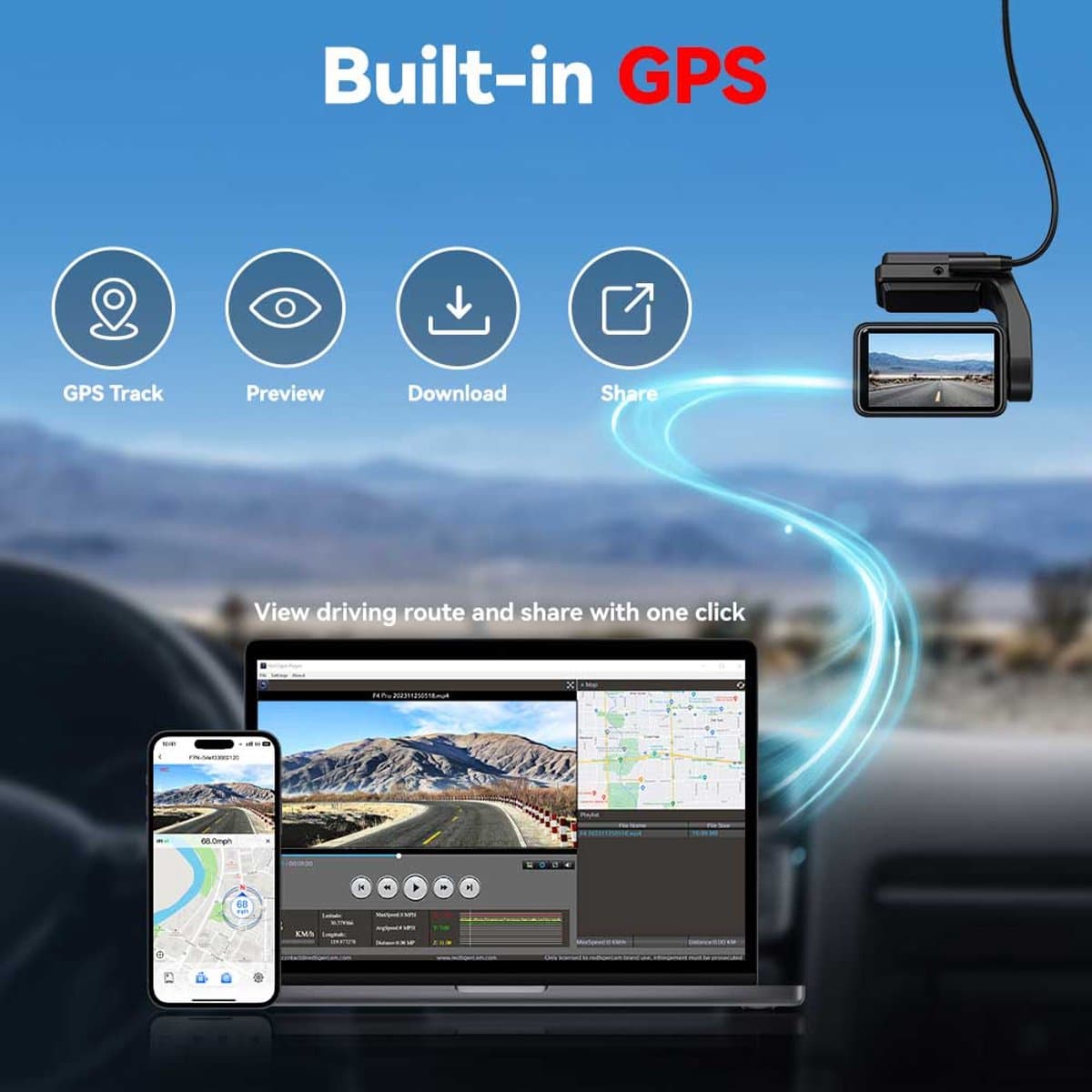Redtiger F4 Pro 4K Touch Wifi Gps 2CH 128gb dashcam - Sony Starvis 2 sensor - 2,2 inch touchscreen Lcd - Wifi - Gps - Parkeermodus - 4K + Full HD resolutie - 128gb Micro SD kaart - dashcam voor auto thumbnail 4