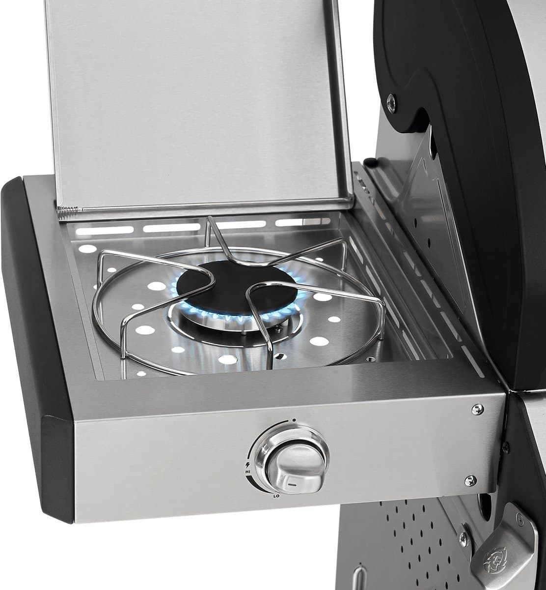 BURNHARD® 3 Branders gasbarbecue FRED Deluxe BLACK Series 3 incl. achterbrander, keramische 900°C infraroodbrander, zijkookplaat, RVS grillrooster + uitklapbare zijtafels thumbnail 8