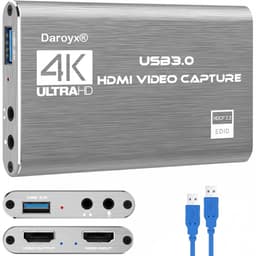 Productfoto van Daroyx® VCC4K Pro Video Capture Card - USB-A 3.0 - HDMI 4K@60Hz - Geschikt als Game Capture - Zilverkleurig