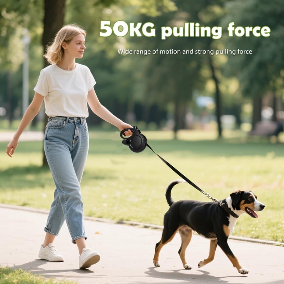 Intrekbare Hondenriem - Rollijn Flexibel - Veilige Wandelingen - 360 Anti-klit Design - 8 Meter Lengte - Zwart thumbnail 3