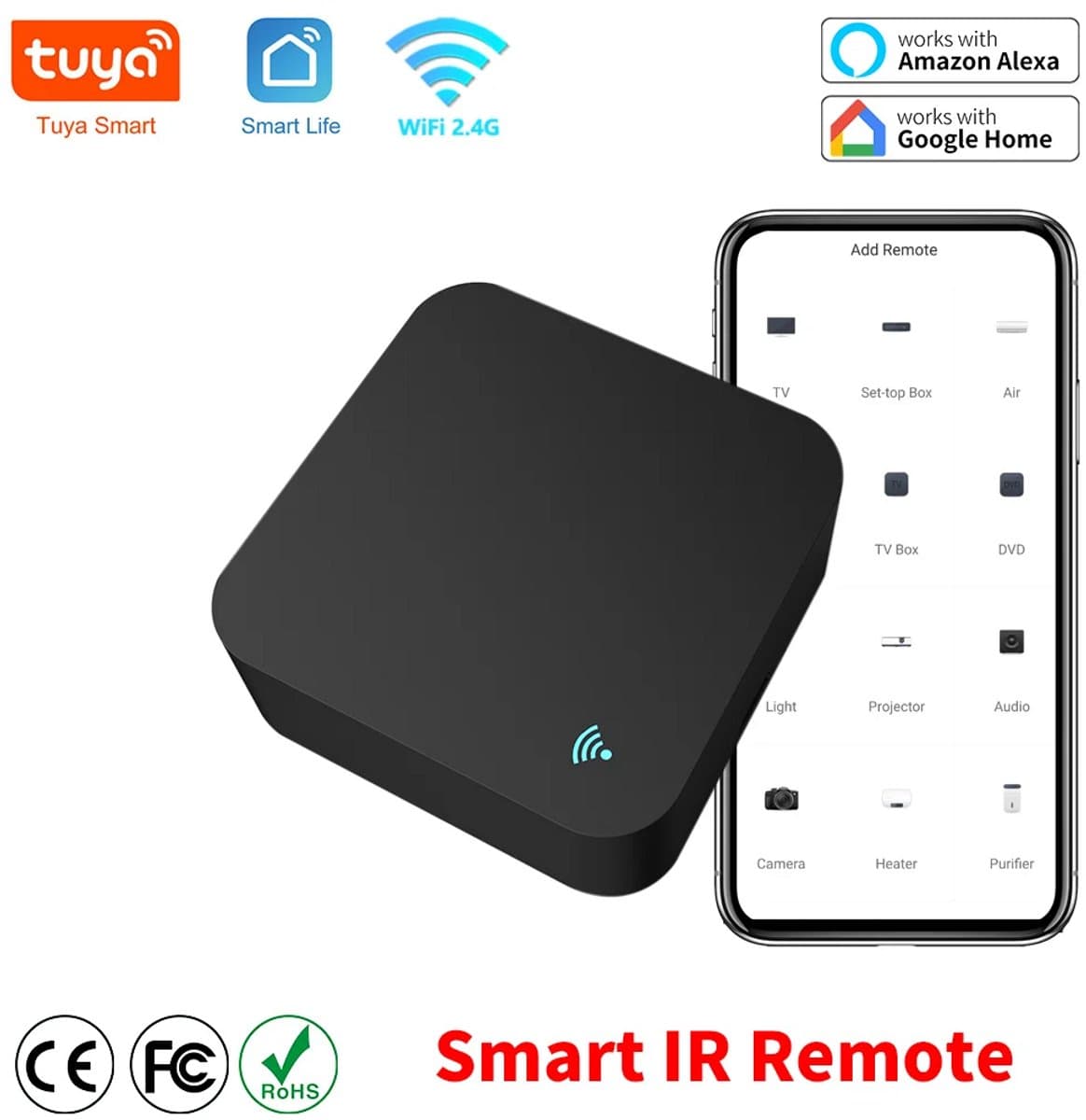 Tuya Smart - IR Afstandsbediening - Stemgestuurd Alexa - Universeel Vervanging - Smart Home - Voor Slimme Gebruikers - Model SmartLife