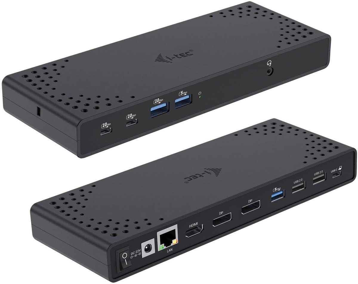 i-Tec - USB-C - Thunderbolt Docking Station - 2 x Displayport - 1 x HDMI - Ethernet - 5 x USB-A - 2 x USB-C - Audio - 100W opladen thumbnail 8
