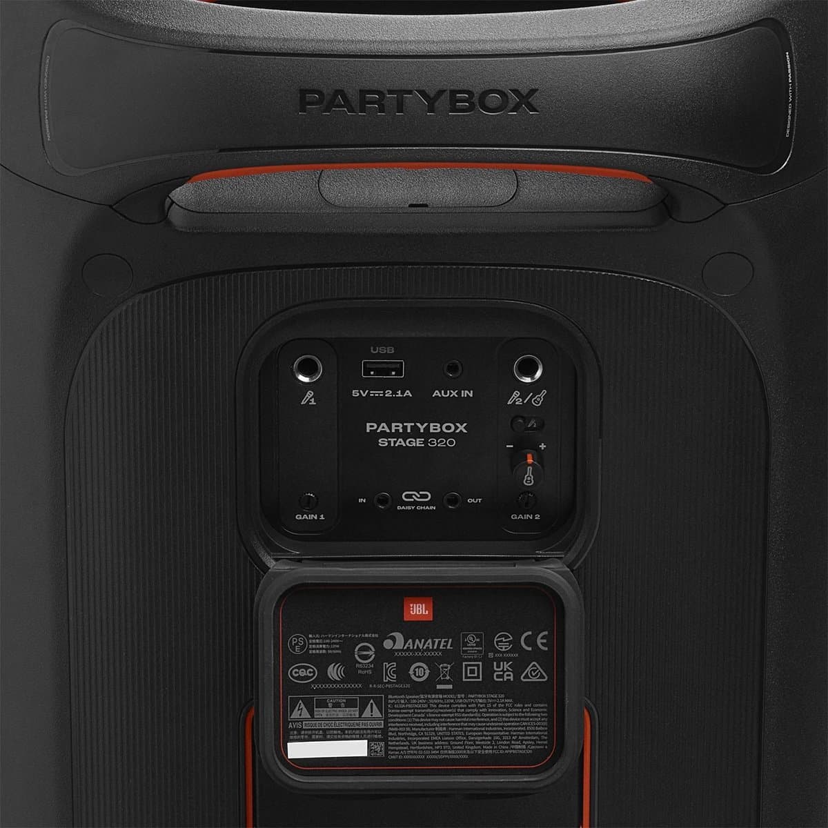 JBL Partybox Stage 320 - Draadloze Bluetooth Party Speaker - Op Wielen - Uitschuifbare Hangreep - LED verlichting - 18 uur - Spatwaterdicht - Zwart thumbnail 3