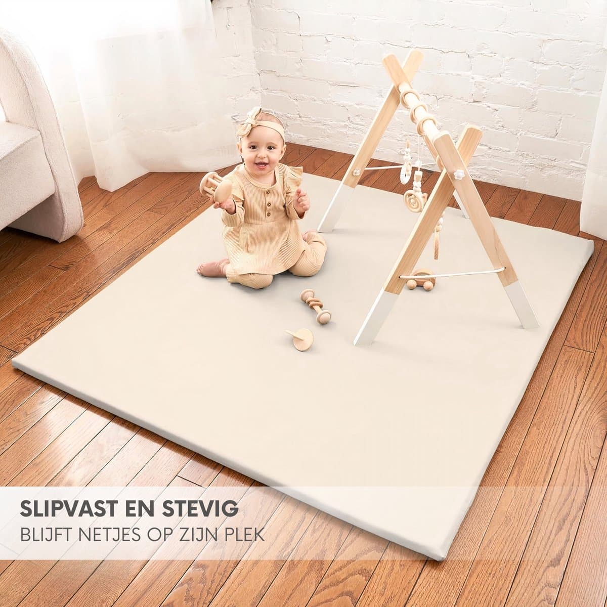 Fluvio Speelmat - Zachte Foam 120x120cm, Beige thumbnail 4