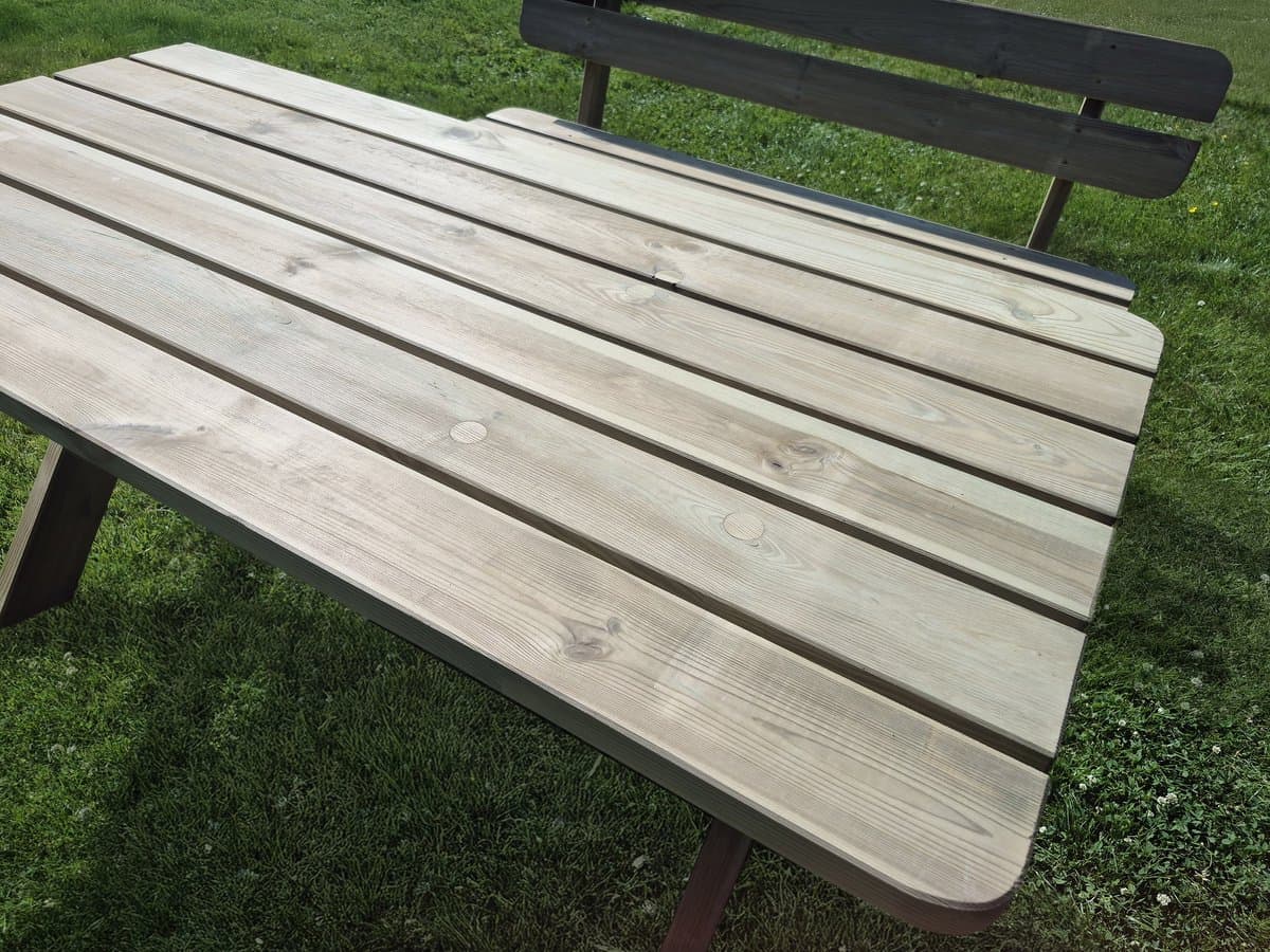 Houten Tuintafel 120cm – Premium - Extra Stevig & Landelijke Tuin tafel - Weerbestendig & Eenvoudige Montage - Andy thumbnail 7