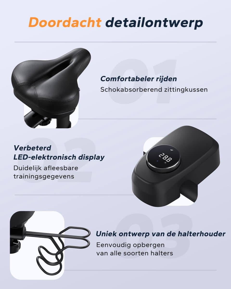 MERACH Hometrainer - 16 Niveaus Magnetische Weerstand - LED-scherm - Verbonden met Kinomap - Dubbele Bekerhouders - Stil thumbnail 8