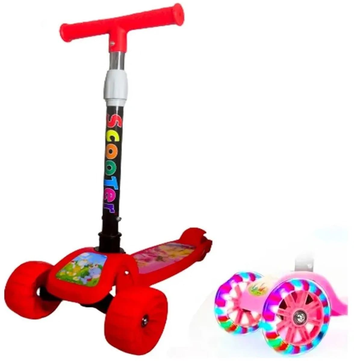 IBBO® - 3 wiel scooter - Kinderstep met in hoogte verstelbaar stuur - Opvouwbare, driewielige, gloeiende balansscooter - Jongens/Meisjes - Rood - Autoped - Scooter thumbnail 5