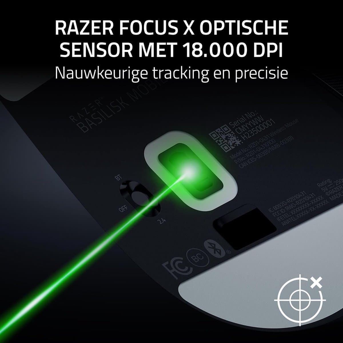 Razer Basilisk Mobile - Draadloze Gaming Muis - RGB - Compact & Ergonomisch - 18.000 DPI - Zwart thumbnail 6