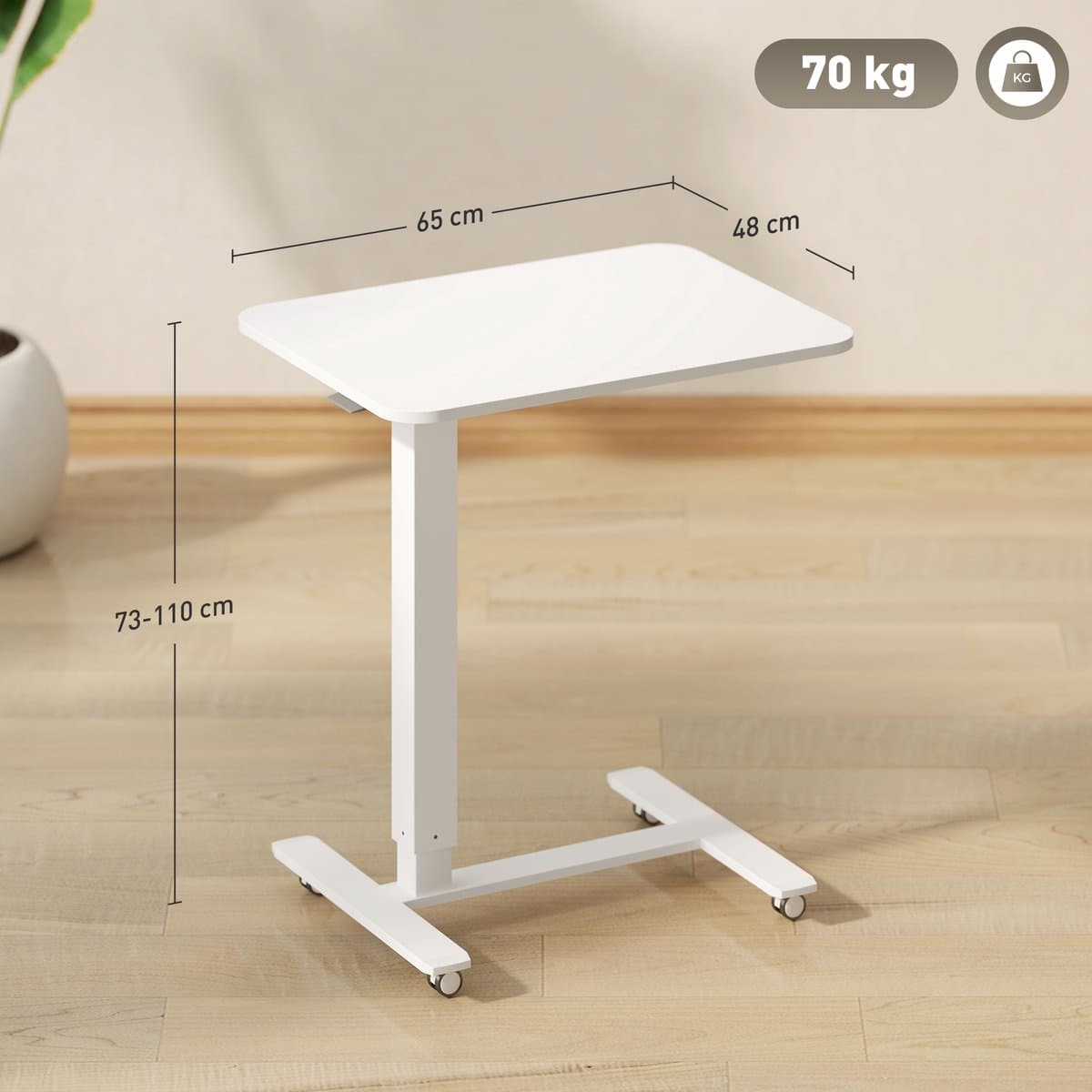 HOMCOM - Zit-Sta Bureau - Wit - Verrijdbaar - in Hoogte Verstelbaar thumbnail 3