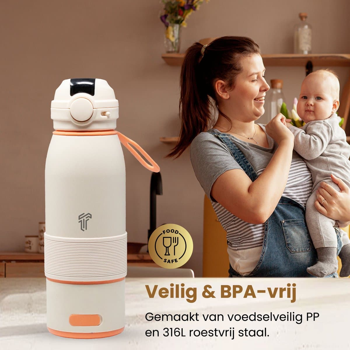2-1 Flessenwarmer Baby - 2/5 min warm- 500ML–Flessenwarmer voor onderweg–Thermosfles – USB-C Oplaadbaar Trennety® ThermiGo™ thumbnail 3