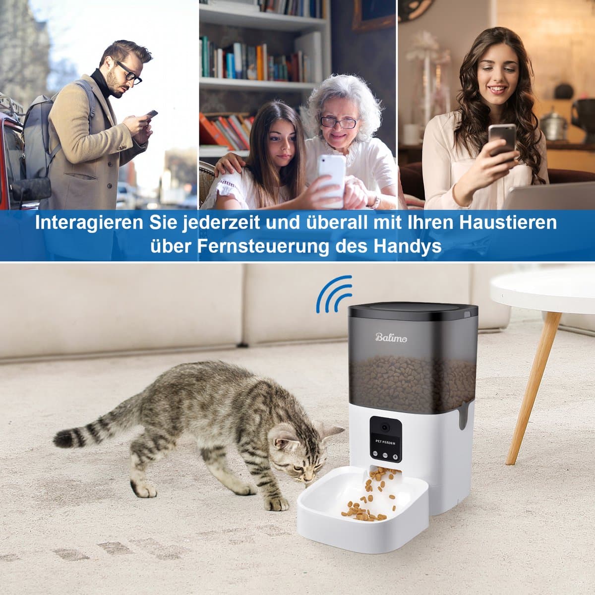 Balimo Automatische voerbak Wit - Kat en Hond - Voerautomaat met App en Camera - Instelbaar voedingsschema - Met Voice Recorder - Met HD 1080P Video - Voerautomaat hond - Voerautomaat dispenser kat - 4L thumbnail 7