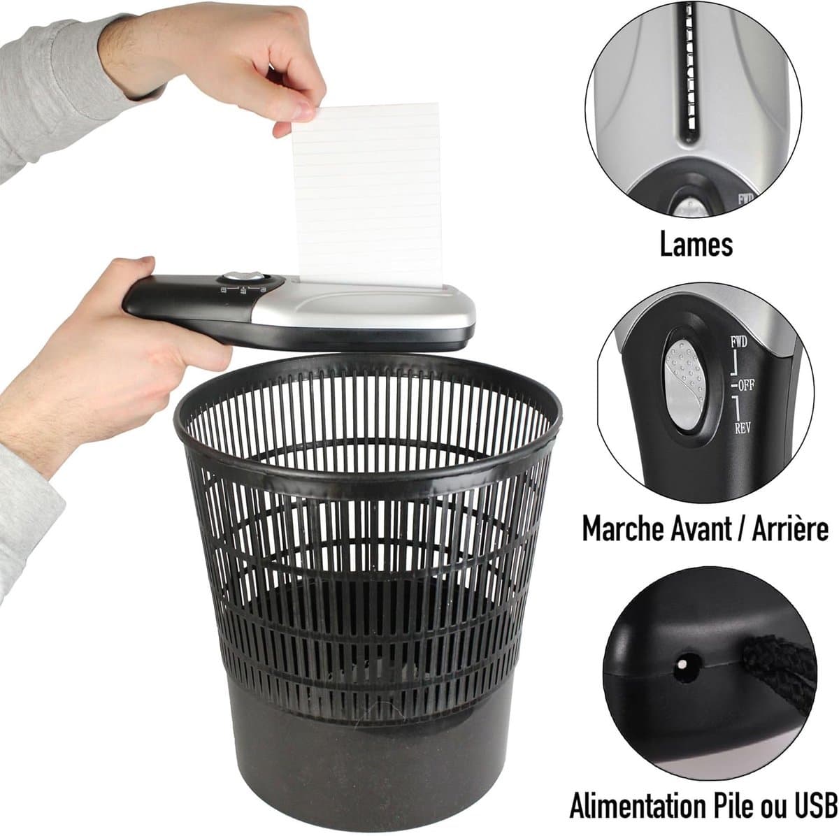 Papierversnipperaar - Vernietiger - Draagbare Papier - Strips Snijden - Voor Home Office - Duurzaam - Snel Shredder thumbnail 2