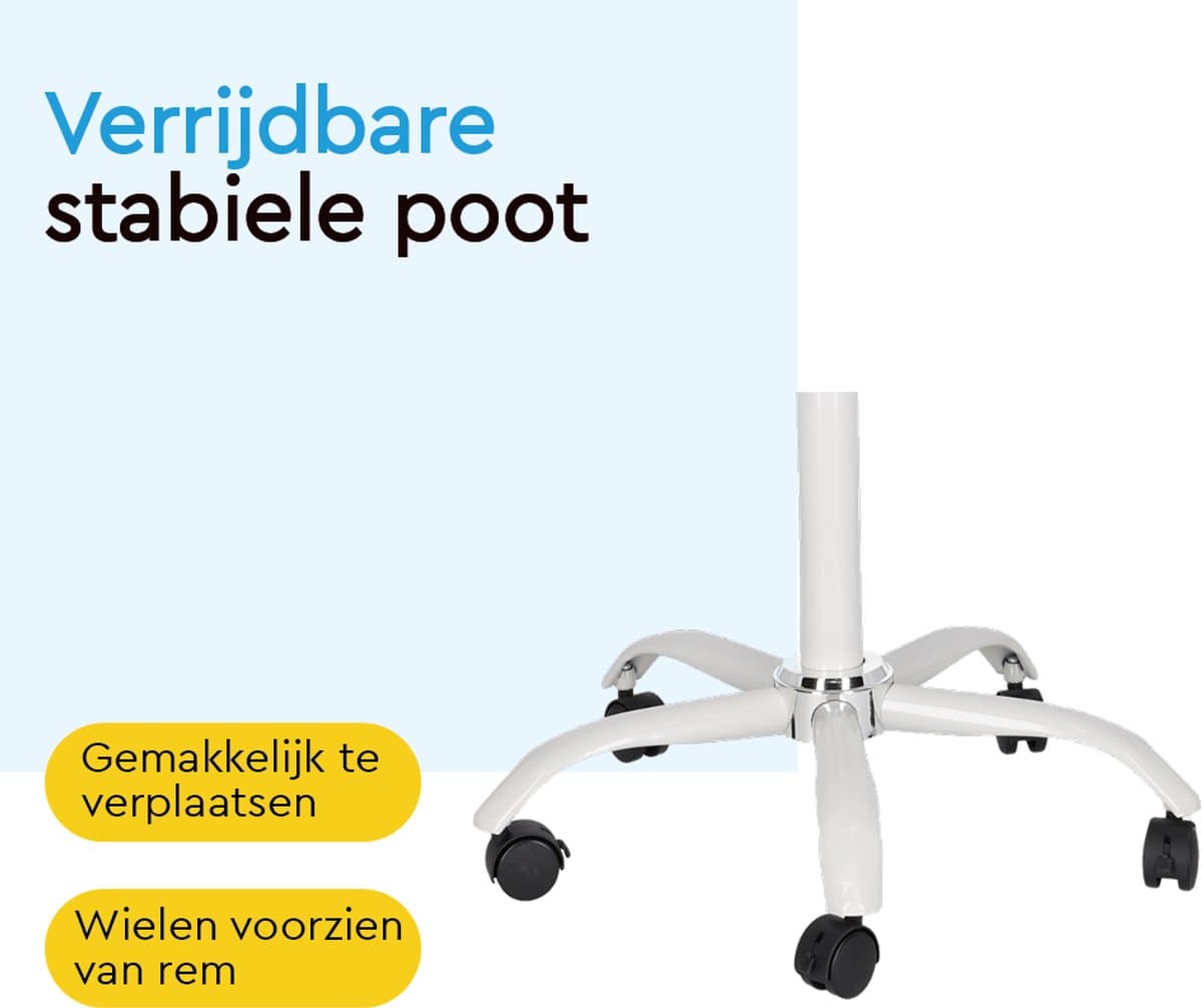 BRASQ Flipover Verrijdbaar - 70x100 cm - Verstelbaar Whiteboard - Inclusief 25 vellen papier, 4 Stiften, 8 Magneten, Wisser - Flipover met Papierklem en Haken - Magnetisch bord - Magneetbord - Wit thumbnail 4