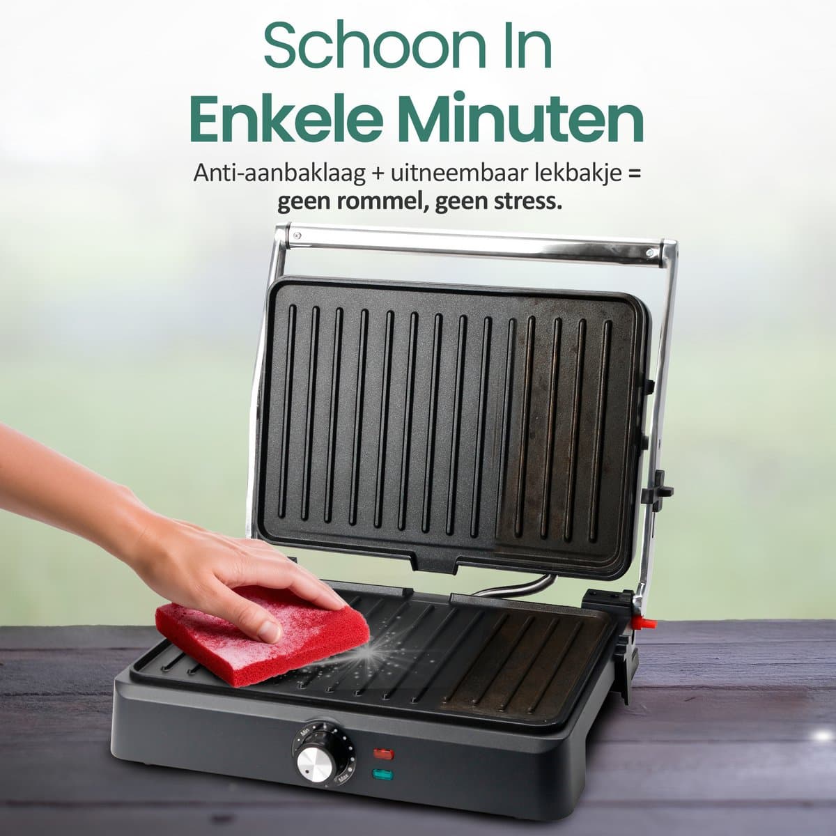 Emerio Contactgrill - Tosti Apparaat - Groot Grilloppervlak 34x24cm - Panini Grill - Tosti IJzer CG-130859 - RVS / Zwart thumbnail 3