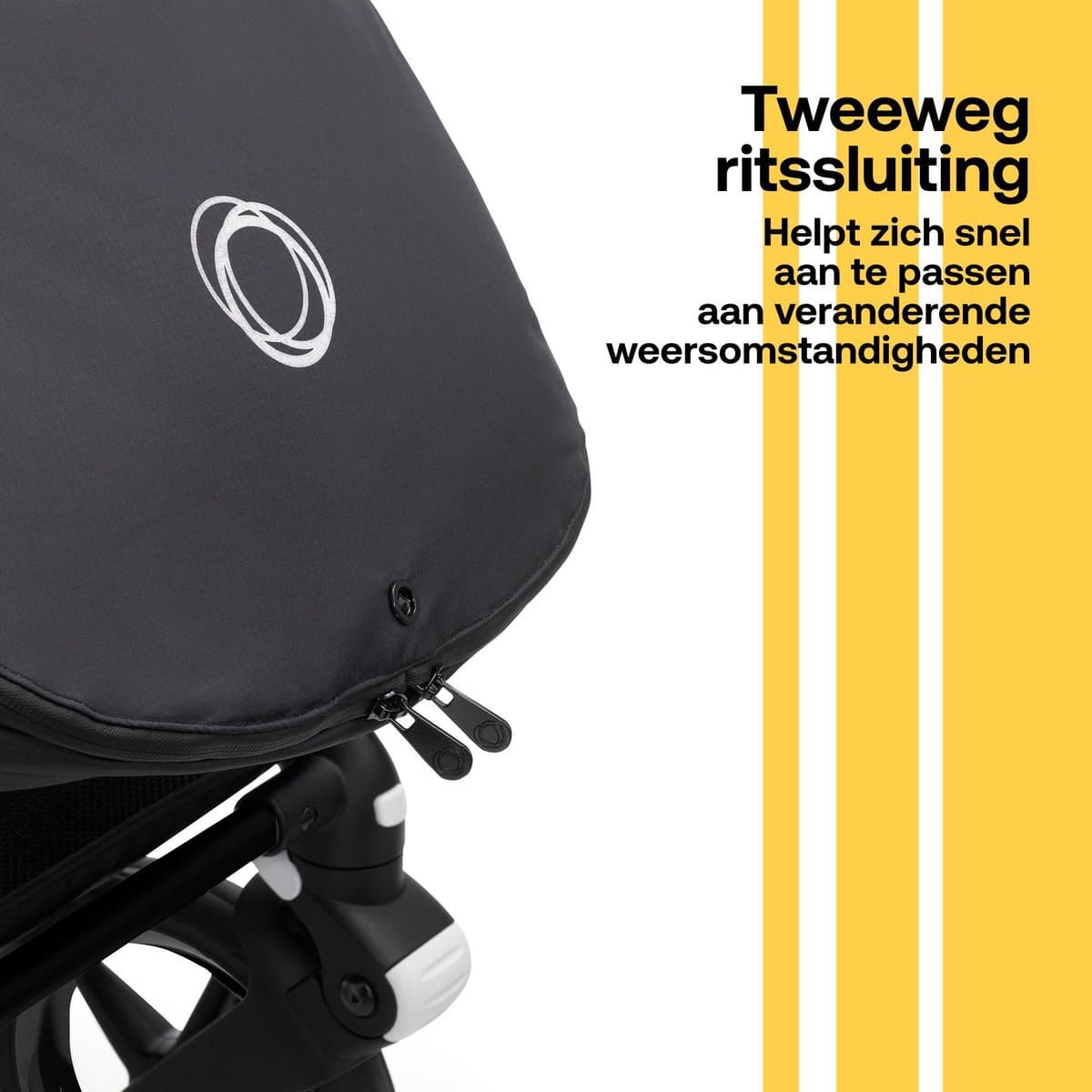 Bugaboo Winter Performance Voetenzak, Must-Have Kinderwagen Accessoire Met Kap, Schoenenschild en Tweeweg Rits in Midnight Black thumbnail 8