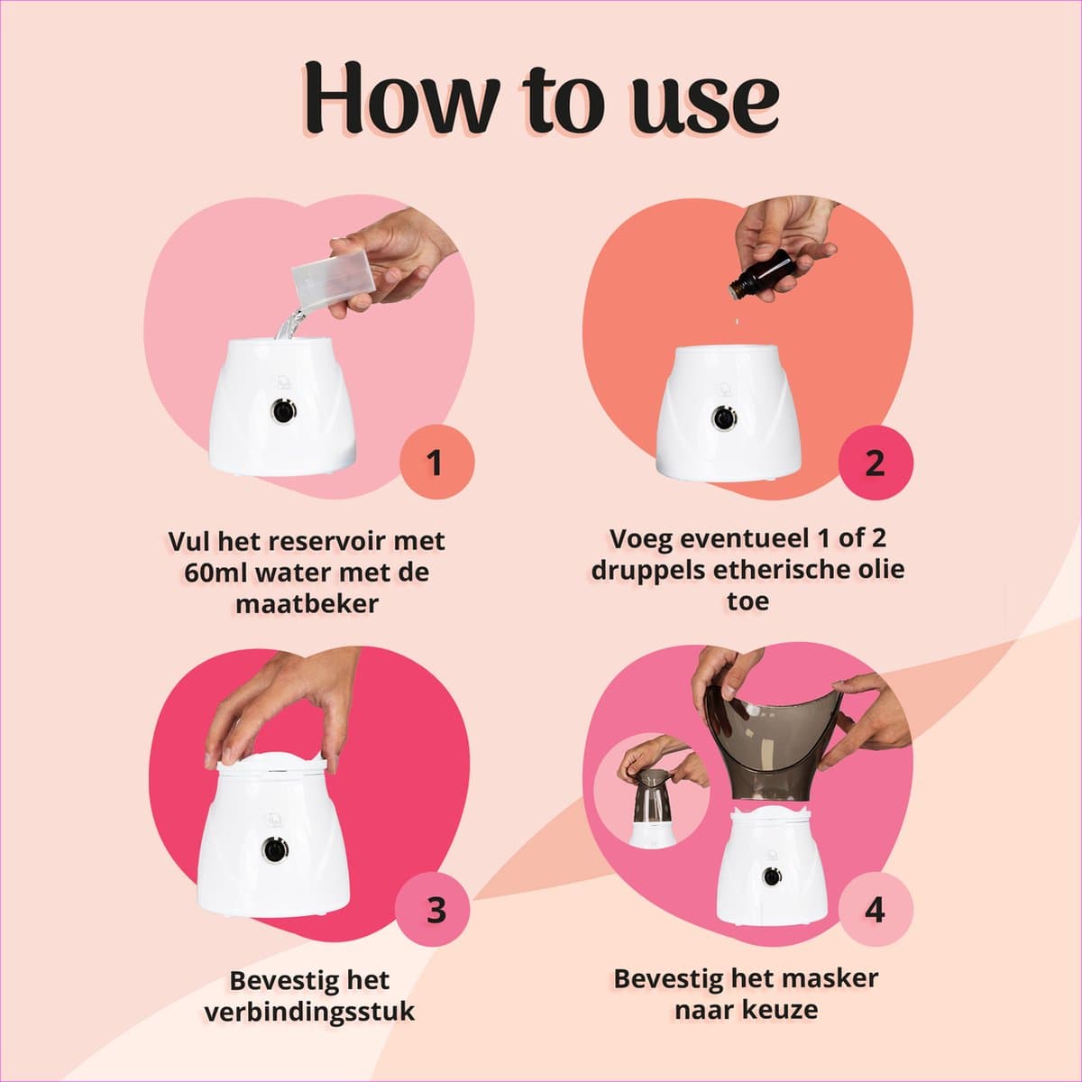 Gezichtsstomer 2-1 Set - Mee Eters Verwijderen - Blackhead Remover - Stoom Inhalator - Gezichtsreiniger Elektrisch - Gezichtssauna - Gezichtsverzorging Vrouwen / Mannen - Wit - Peach Beauty thumbnail 3