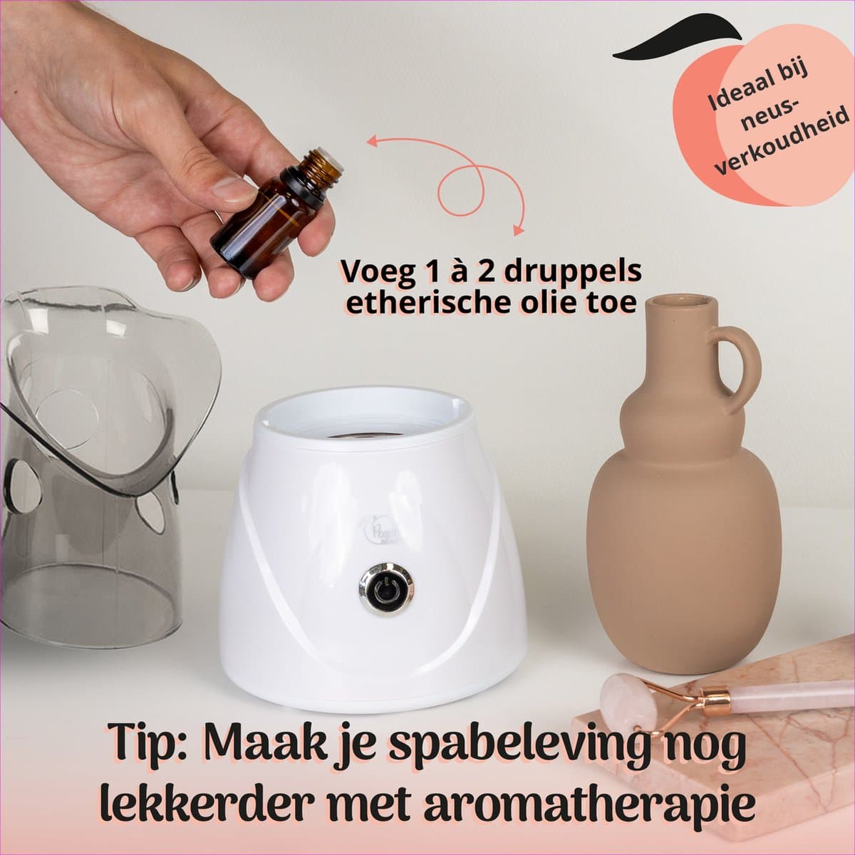 Gezichtsstomer 2-1 Set - Mee Eters Verwijderen - Blackhead Remover - Stoom Inhalator - Gezichtsreiniger Elektrisch - Gezichtssauna - Gezichtsverzorging Vrouwen / Mannen - Wit - Peach Beauty thumbnail 6